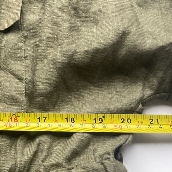 Zara Linen Top Olive Green Drawstring Waist Shirt Large - Picture 8 of 10